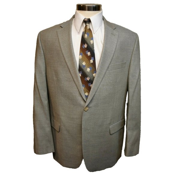 Ralph Lauren Beige Gray Windowpane Silk Wool Sport Coat 46R‎ - Picture 1 of 8